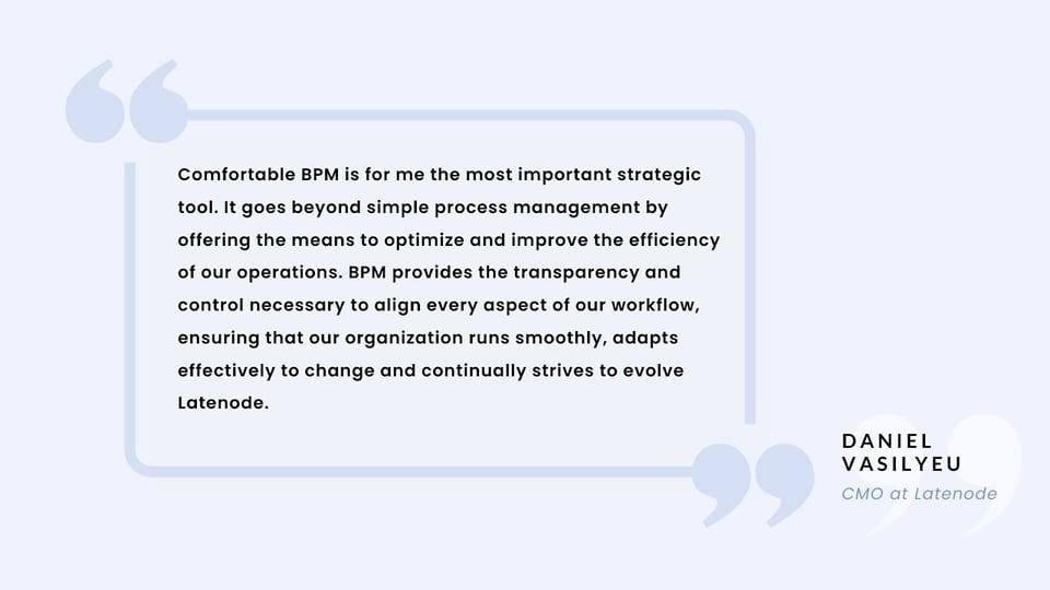 Words of the CMO of the company about the role of BPM