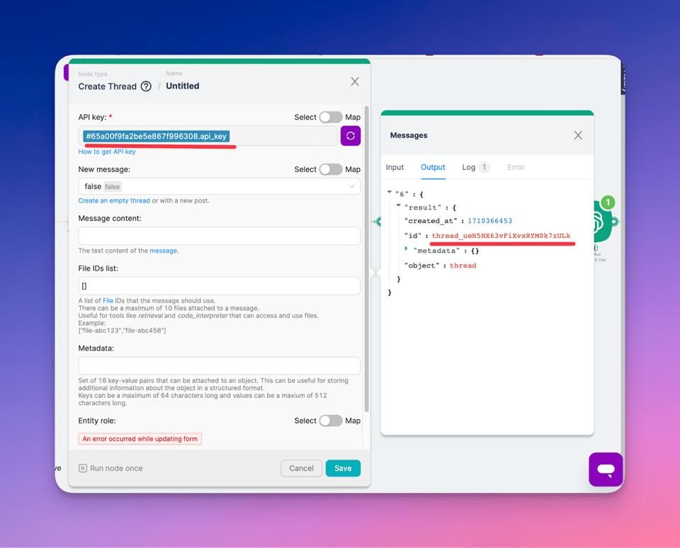 Illustration how to create ChatGPT nodes and how to use AP key